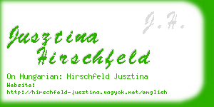 jusztina hirschfeld business card